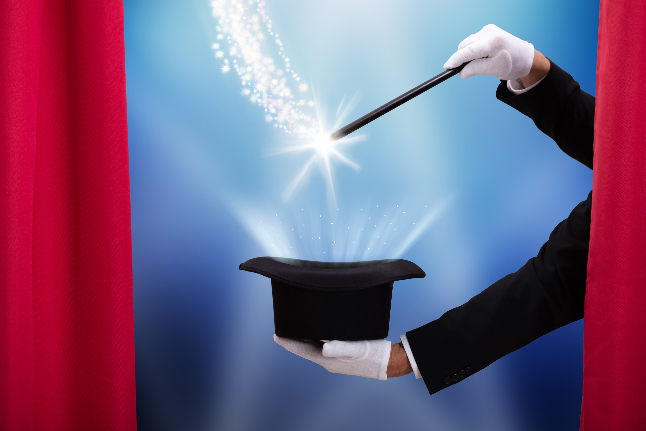 Magician's Hand With Wand And Hat